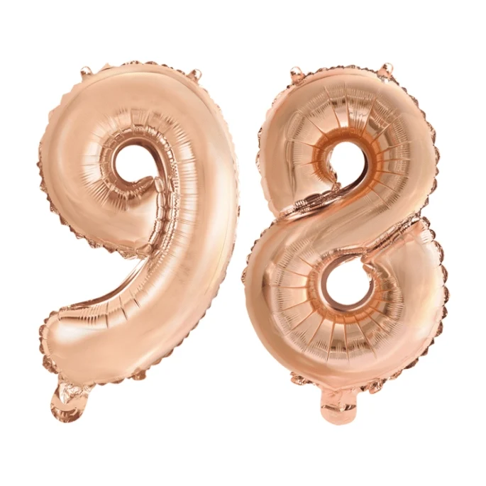 Folieballon 98 jaar Rosé Goud 41cm