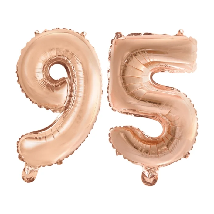 Folieballon 95 jaar Rosé Goud 41cm