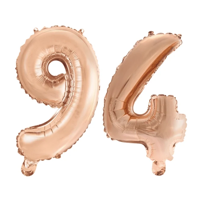 Folieballon 94 jaar Rosé Goud 41cm