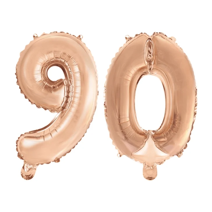Folieballon 90 jaar Rosé Goud 41cm