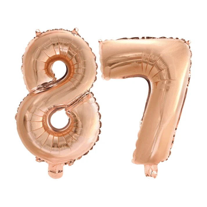 Folieballon 87 jaar Rosé Goud 41cm