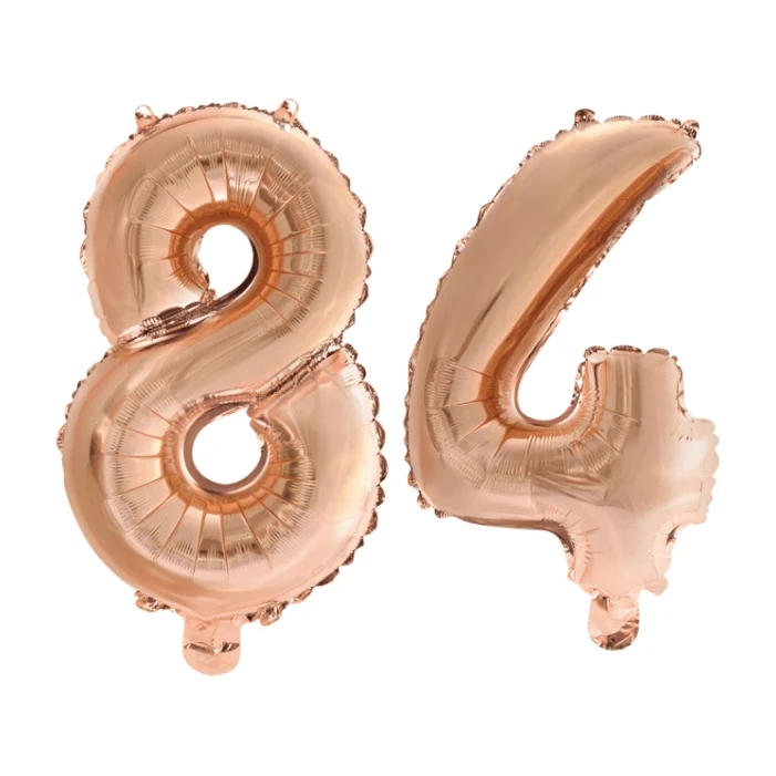 Folieballon 84 jaar Rosé Goud 41cm