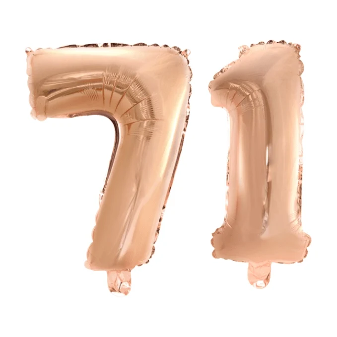 Folieballon 71 jaar Rosé Goud 41cm