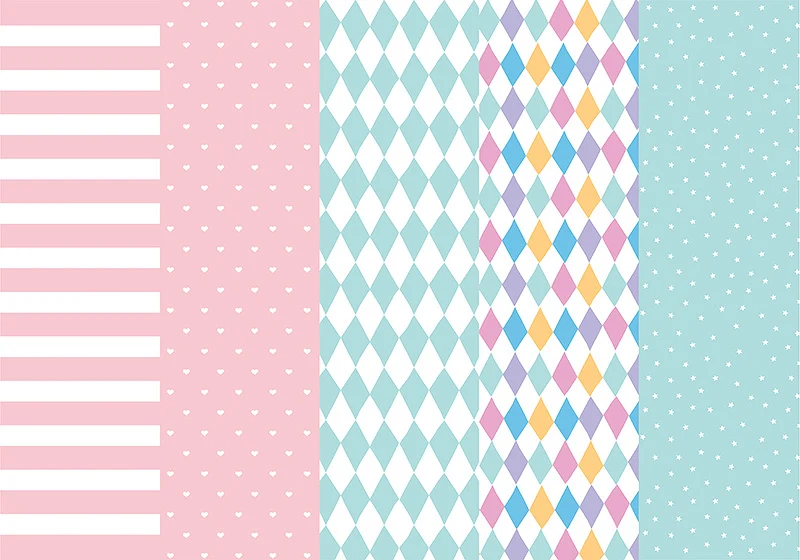 Cadeaupapier mix blauw/roze - 5 stuks