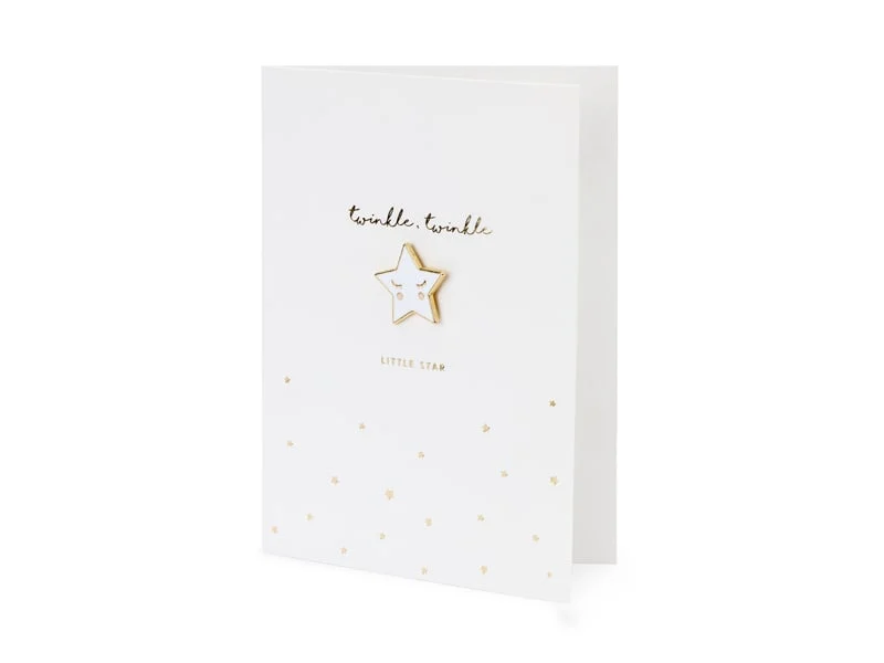 Wenskaart Geboorte 'Twinkle Little Star' Met Speldje