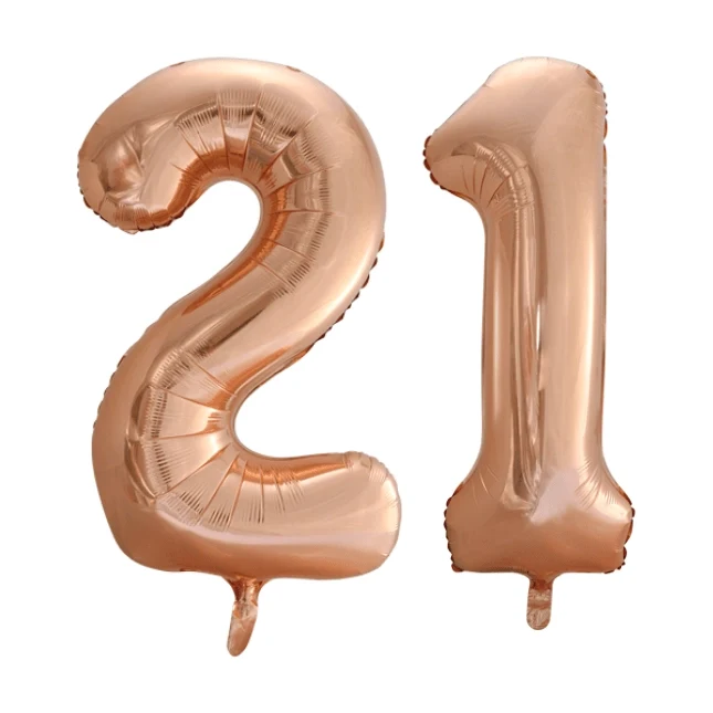 Folieballon 21 jaar Rosé Goud 86cm