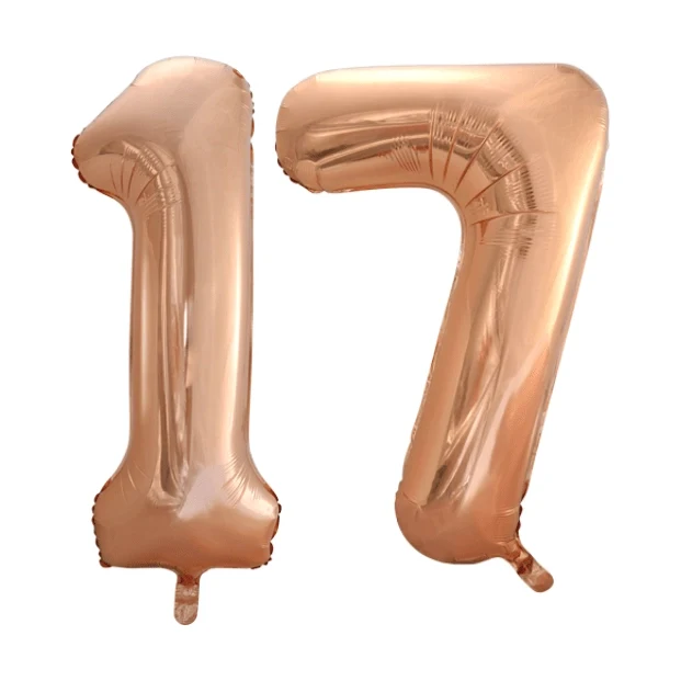 Folieballon 17 jaar Rosé Goud 86cm