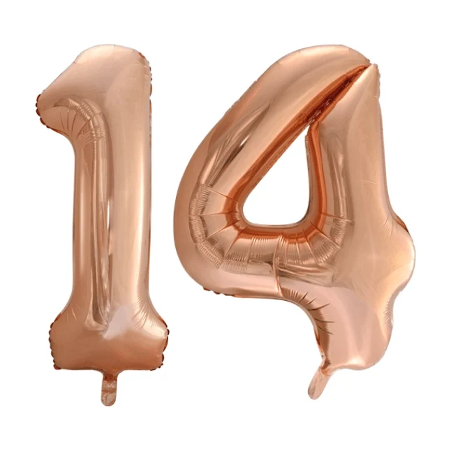 Folieballon 14 jaar Rosé Goud 86cm