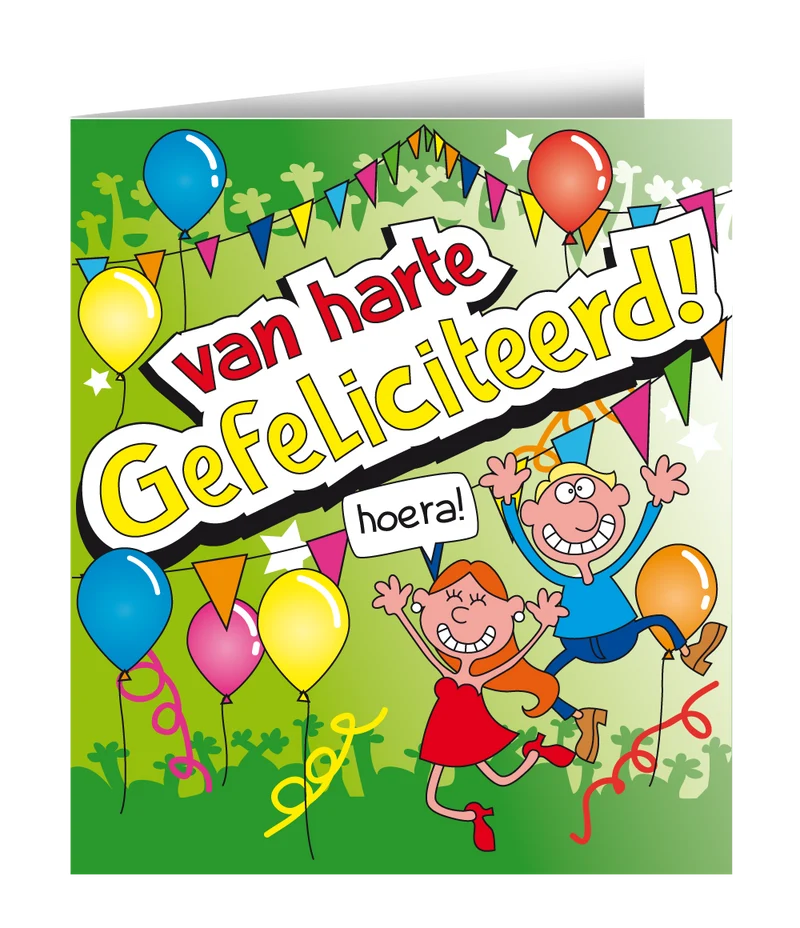 Wenskaart - Van Harte Gefeliciteerd Cartoon