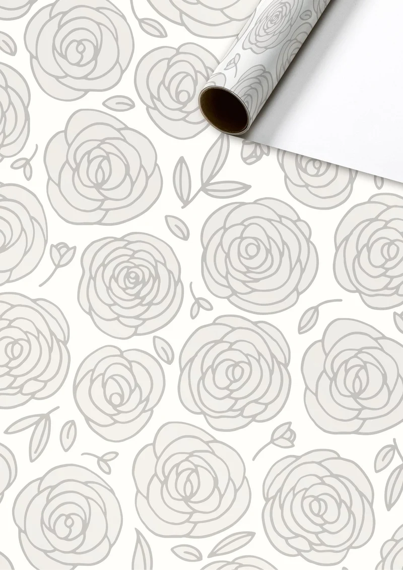 Rol Inpakpapier Witte Rozen