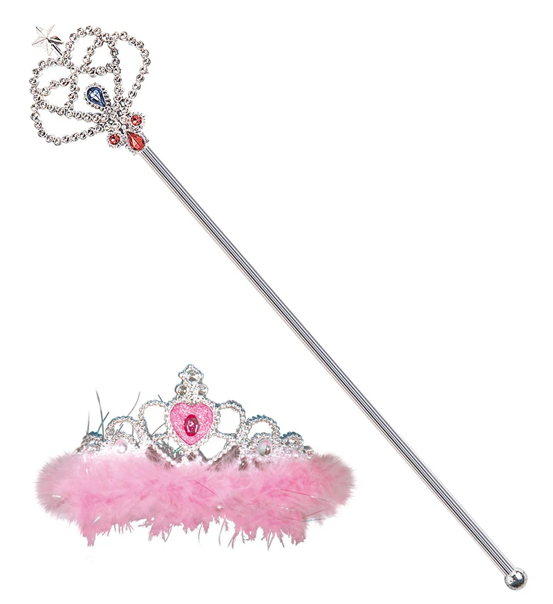 Prinsessenkroon met stafje en marabou