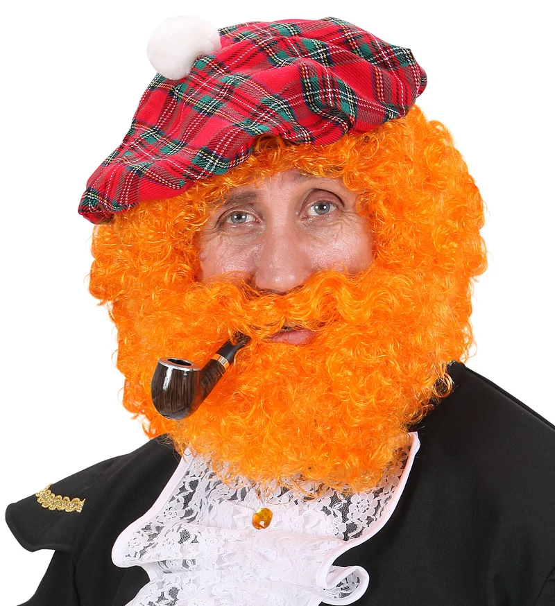 Schotse pruik oranje krullen