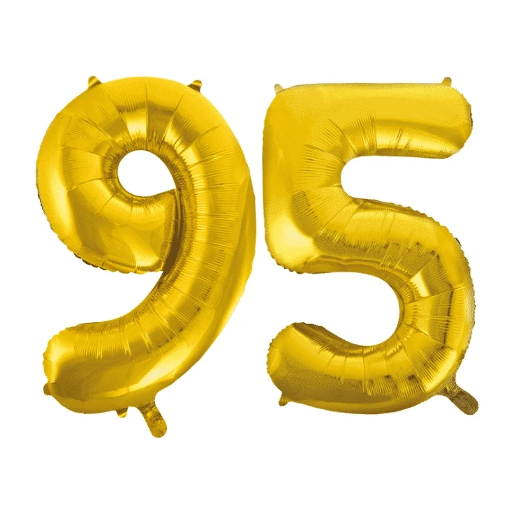 Folieballon 95 jaar Goud 86cm