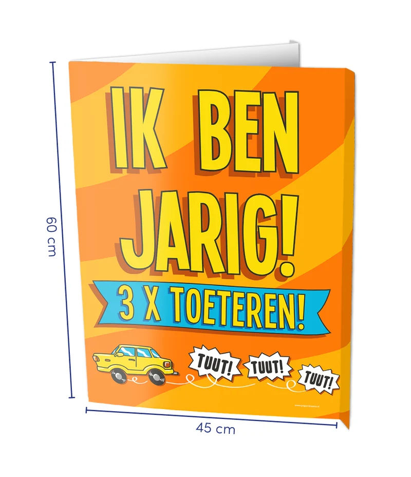 Raambord Verjaardag 3x Toeteren (60x45cm)