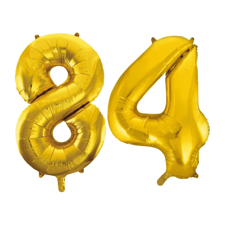 Folieballon 84 jaar Goud 86cm