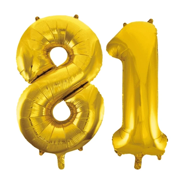 Folieballon 81 jaar Goud 86cm