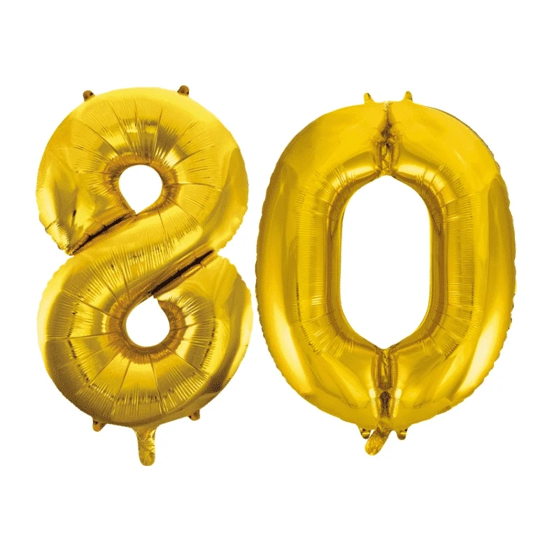 Folieballon 80 jaar Goud 86cm