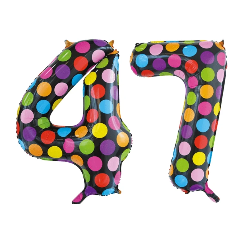 Folieballon 47 jaar stippen 86cm