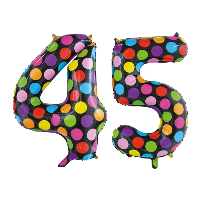 Folieballon 45 jaar stippen 86cm