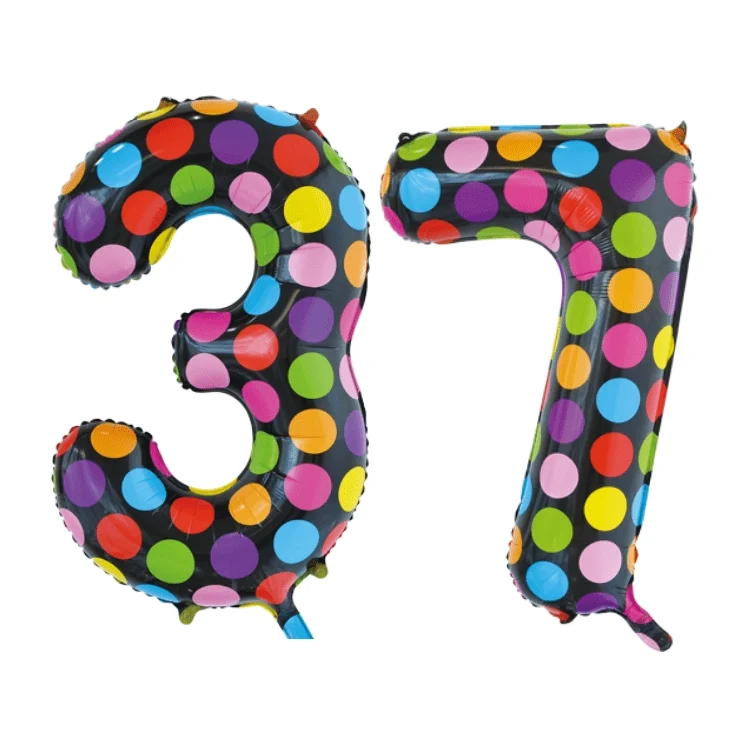 Folieballon 37 jaar stippen 86cm