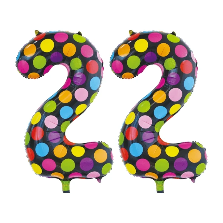 Folieballon 22 jaar stippen 86cm