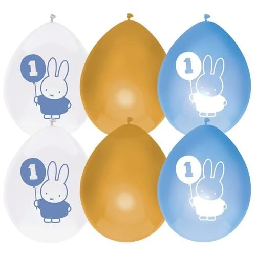 Ballonnen Verjaardag 1 Jaar Nijntje Blauw/Goud (6st)