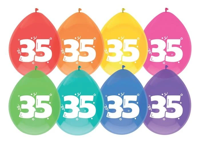 Ballonnen 35 jaar mix kleuren (8st)