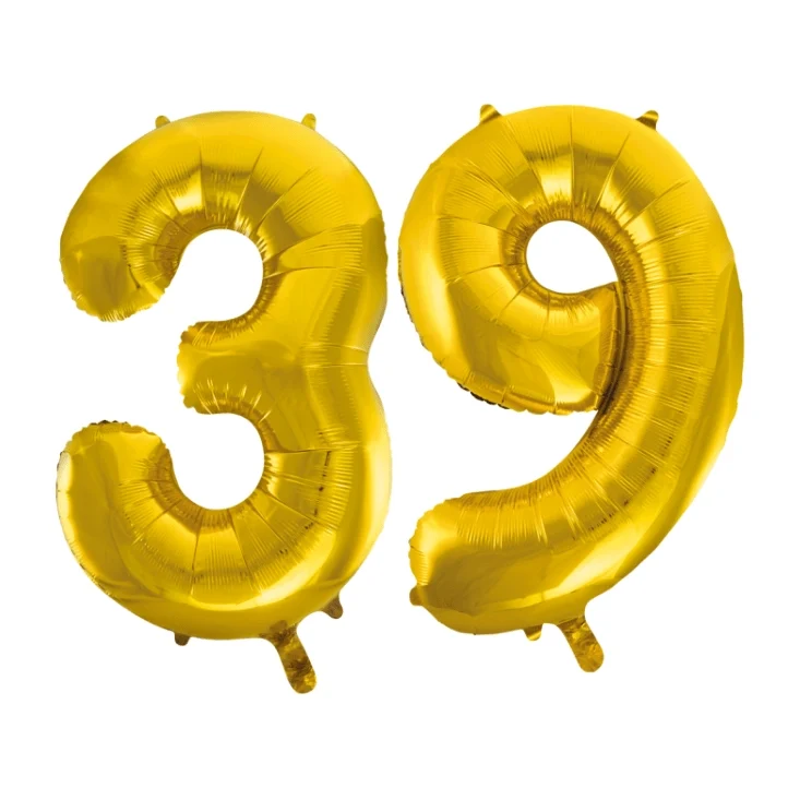Folieballon 39 jaar Goud 86cm