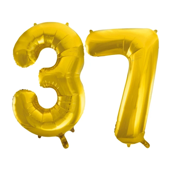 Folieballon 37 jaar Goud 86cm