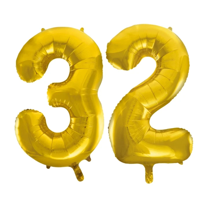 Folieballon 32 jaar Goud 86cm