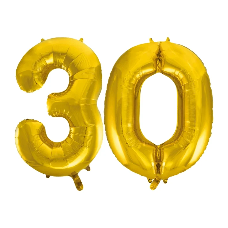 Folieballon 30 jaar Goud 86cm