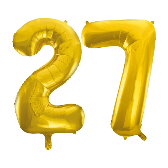 Folieballon 27 jaar Goud 86cm