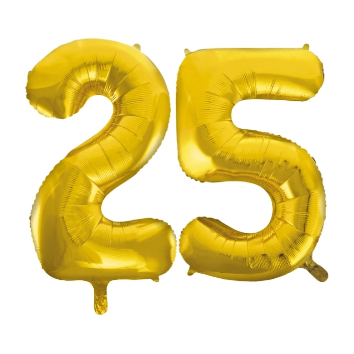 Folieballon 25 jaar Goud 86cm