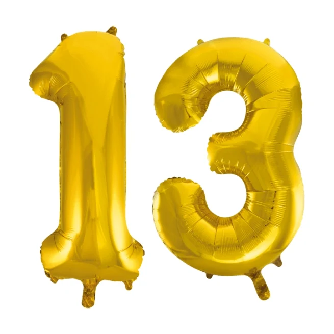 Folieballon 13 jaar Goud 86cm