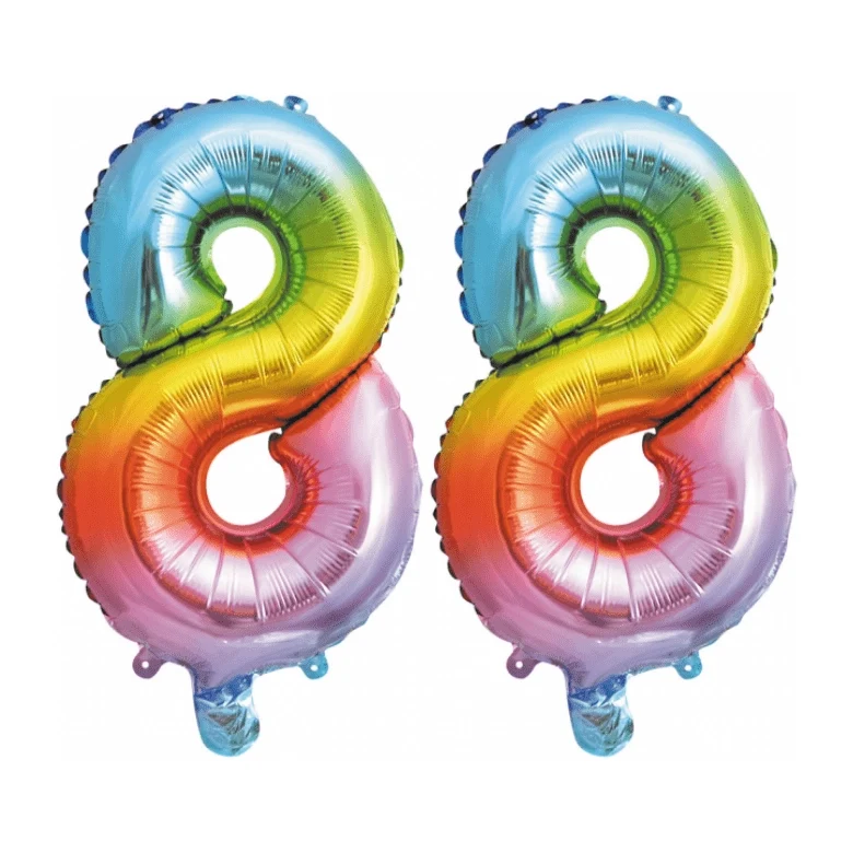 Folieballon 88 jaar Regenboog 41cm