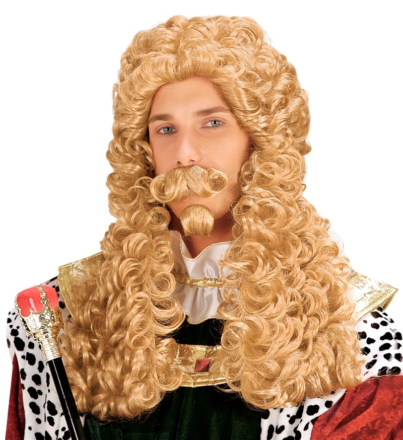 Pruik koning David met krullen