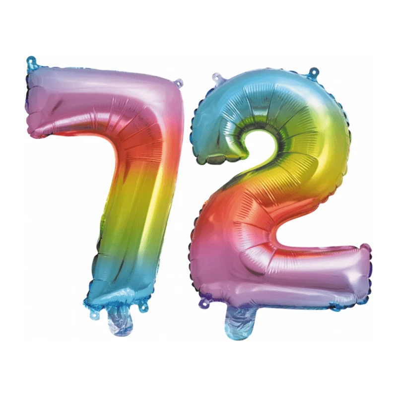 Folieballon 72 jaar Regenboog 41cm