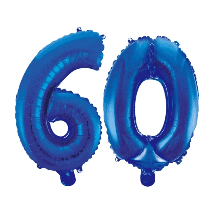 Folieballon 60 jaar blauw 41cm