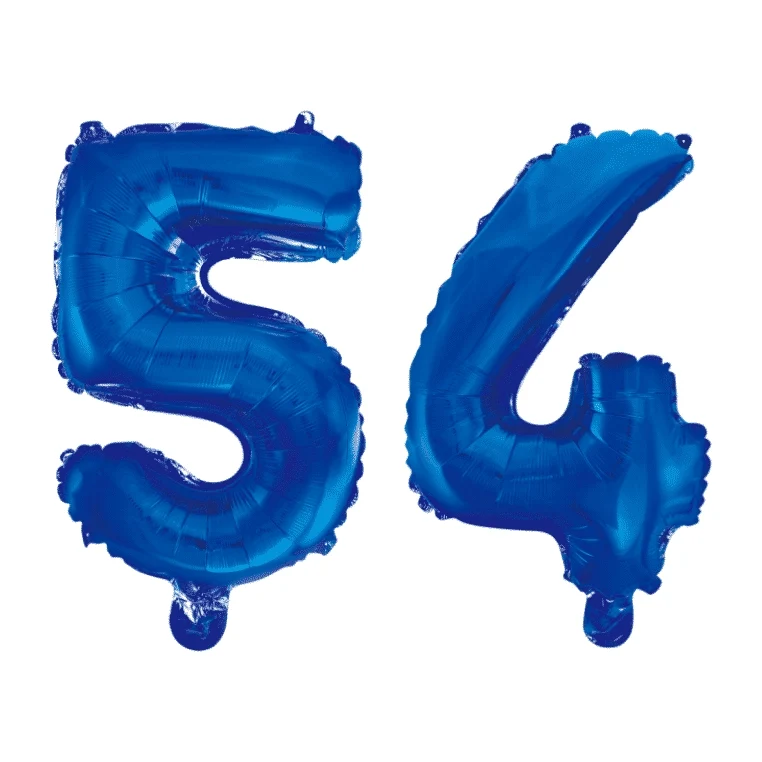 Folieballon 54 jaar blauw 86cm