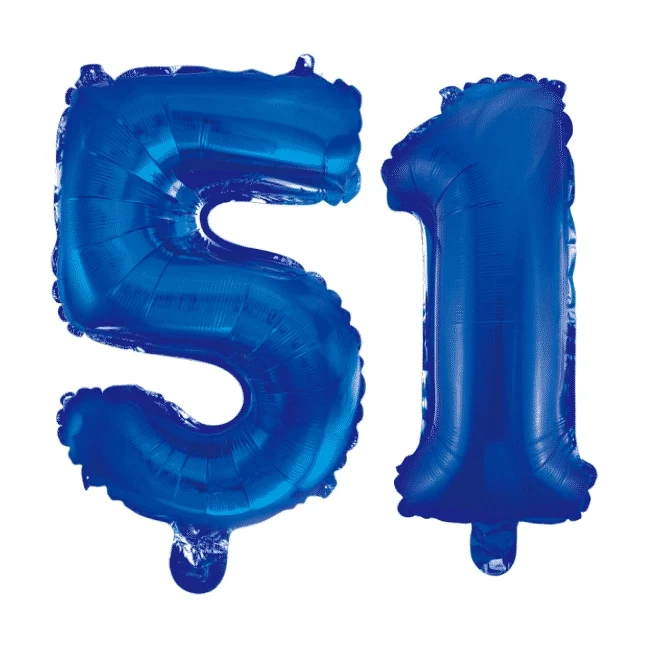 Folieballon 51 jaar blauw 41cm