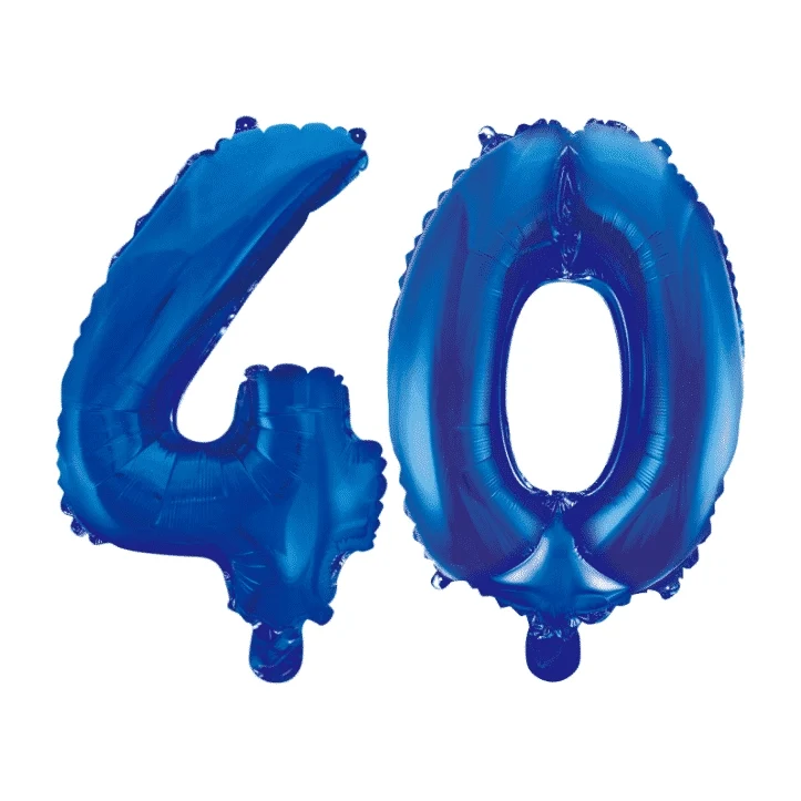 Folieballon 40 jaar blauw 86cm