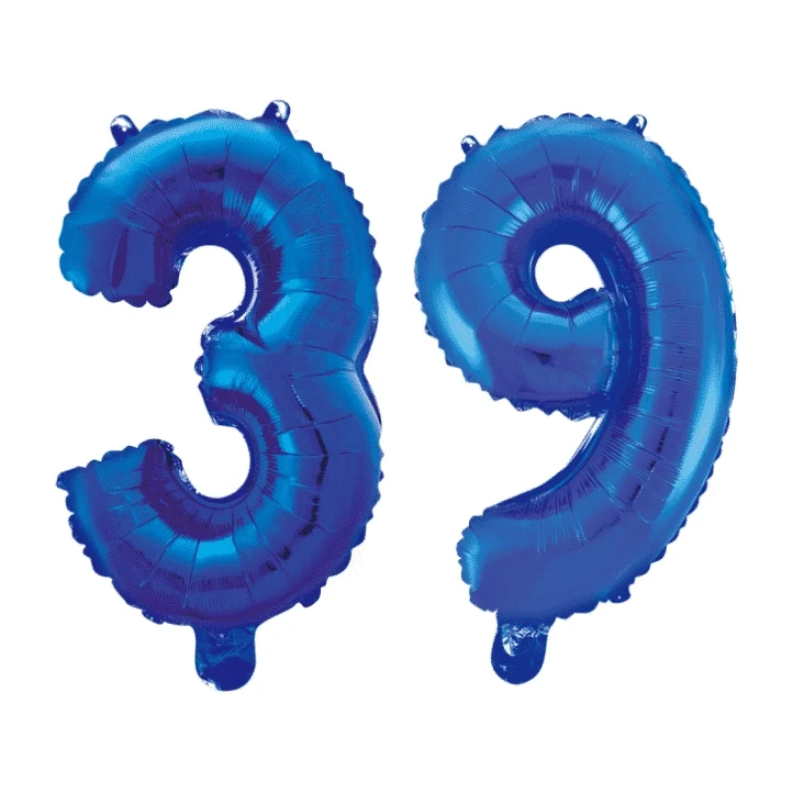 Folieballon 39 jaar blauw 41cm