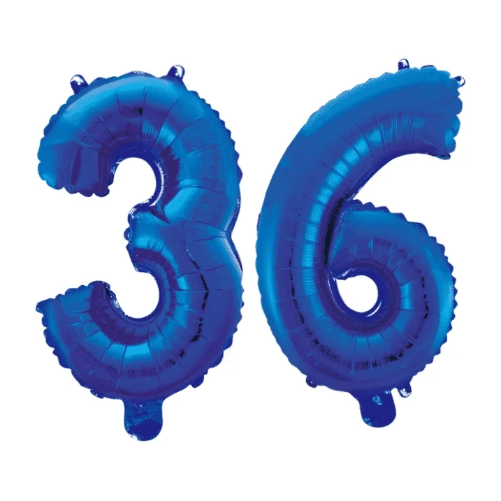 Folieballon 36 jaar blauw 41cm