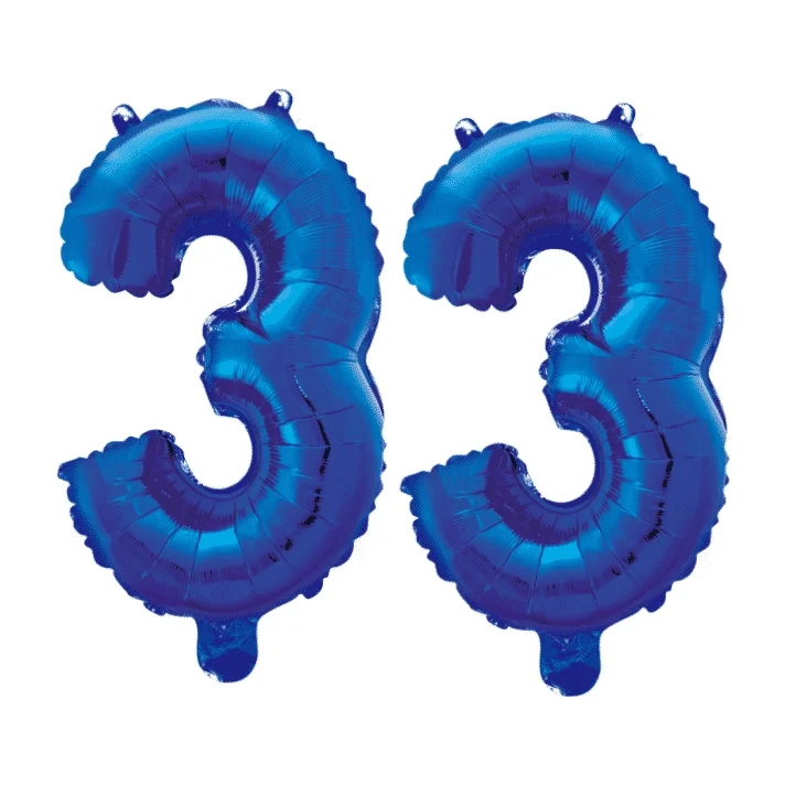 Folieballon 33 jaar blauw 86cm