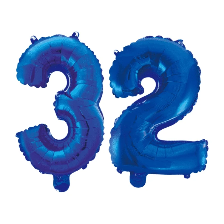 Folieballon 32 jaar blauw 41cm