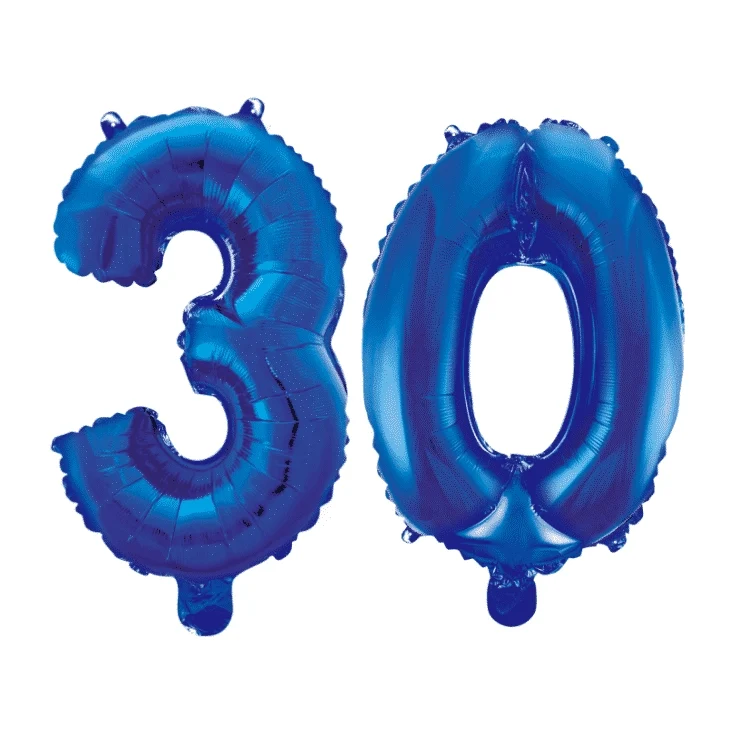 Folieballon 30 jaar blauw 41cm