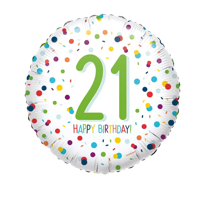 Folieballon 21 Jaar Confetti Print - 45cm