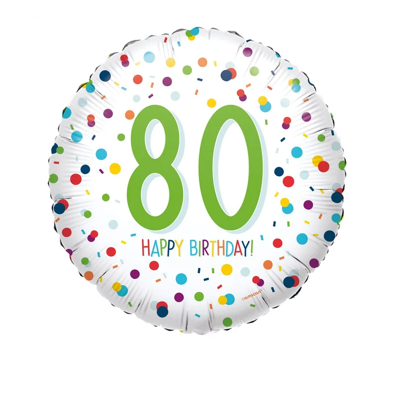 Folieballon 80 Jaar Confetti Print - 45cm