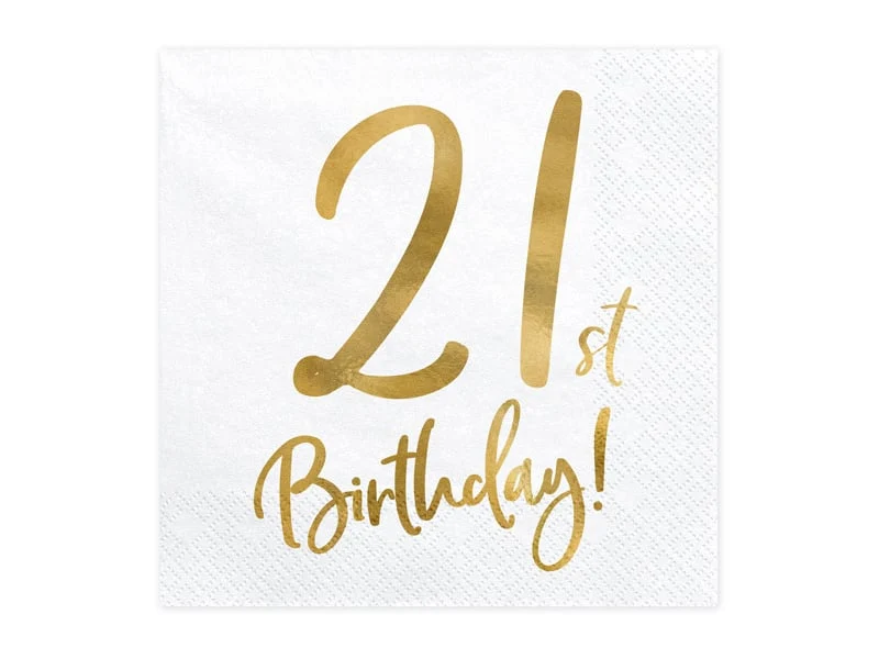 Servetten 21th Birthday Goud (20st)