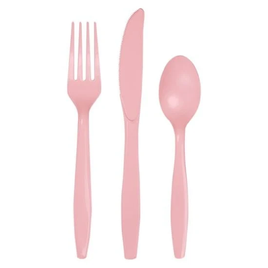Bestek Roze Plastic (18st)